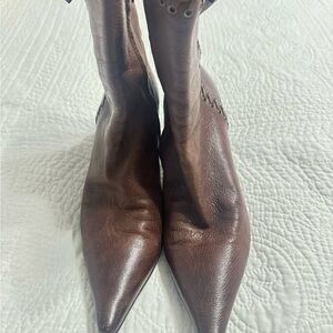 Prada Brown Leather Ankle Boots